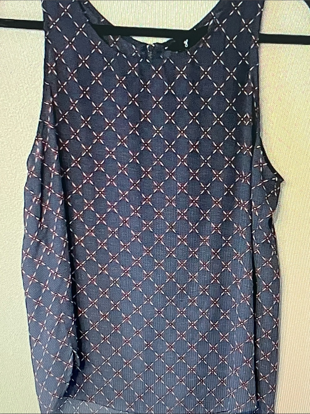 GNW Navy Sleeveless Geometric Print Top